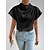 baratos Blusas Simples Femininas-Mulheres Blusa Côr Sólida Diário à moda Casual Manga Curta Gola Redonda Tops regulares Diário Patchwork Preto Branco Rosa Verão Primavera Outono