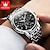 levne Mechanické hodinky-OLEVS Muži mechanické hodinky Módní Hodinky na běžné nošení Obchodní Wristwatch Automatické natahování Zobrazení fáze měsíce Svítící Kalendář Ocel Hodinky