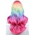 baratos Perucas de Carnaval-perucas ombre arco-íris peruca longa ondulada para mulheres com franja fantasia ombre colorida perucas de cabelo sintético encaracolado resistente ao calor para carnaval