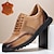 abordables Zapatillas de cuero premium-Zapatillas elegantes de cuero marrón con cordones y detalles perforados para hombre | Perfectas para uso casual y de negocios