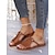 cheap Women&#039;s Sandals-Women&#039;s Brown Faux Leather Slide Sandals with Braided Strap and Open-Toe Design - Casual Summer Shoes for Beach and Everyday Wear