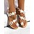 billige Afslappet-flade boho-bryllupssandaler til kvinder med tusindfryd blomster og perlepynt – komfortable brudesko til strandbryllup og sommerfester