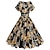 billige Kjoler-Retro / vintage 1950-tallet Cocktail Kjole Kjoler Flare kjole Polkadotter Blomst Kostyme Dame Maskerade Fest Utdrikningslag Festival Voksne Kjole Hjemkomstkjoler