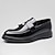 cheap Loafers-Men's Black Patent Leather Tassel Loafers – Elegant Slip-On Dress Shoes for Formal Events, Weddings, and Business Wear