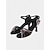 abordables Zapatos de baile latino-Zapatos de baile latino con diamantes de imitación negros para mujer, con correa en el tobillo y tacón medio, perfectos para bailes de salón, salsa y presentaciones en fiestas.