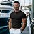 ieftine Tricou casual Henley-Bărbați Cămașă Henley Waffle Tricouri Manșon scurt Carou Modă Designer Comfortabil Nasturi Henley În aer liber Casual Zilnic Vară Negru Alb Galben Tricou Henley
