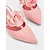 voordelige Semi-formeel-paarse satijnen slingback bruidsschoenen voor dames met rozenbloemdetail, puntige neus en lage hakken - elegante bruidshakken voor bruiloften en formele evenementen