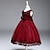 abordables Robes à Fleurs pour Filles-Robe de Demoiselle d&#039;Honneur Fille enfants Fille Robe de princesse Utilisation Mariage Soirée Elégant Magnifique Maille Couleur unie Sans Manches Col Ras du Cou Gris Rouge vin 4 ans et +