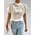 baratos Blusas Simples Femininas-Mulheres Blusa Côr Sólida Diário à moda Casual Manga Curta Gola Redonda Tops regulares Diário Patchwork Preto Branco Rosa Verão Primavera Outono