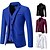 billige Herre klassiske blazere-Herre Blazer Forretning Cocktailparty Bryllupsfest Mode Afslappet Forår &amp; Vinter Bomuldsblanding Helfarve Knapper Lomme Bekvem Enradet Blazer Sort Hvid Bordeaux Kongeblå