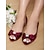 preiswerte Halbformell-burgunderfarbene Peep-Toe-Schuhe aus Satin für Damen mit Schleife und Strassverzierungen – elegante Hochzeitsschuhe für die Braut und formelle Anlässe