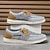 economico Sneakers da uomo-scarpe sportive da uomo in maglia grigia con dettagli in pelle e design allacciato – comode calzature casual e da esterno