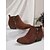 baratos Botas de tornozelo-botins femininos de couro sintético marrom com zíper lateral | confortáveis e estilosos para uso diário