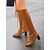 preiswerte Modische Stiefel-stylische braune Damen Schnürstiefelette aus Kunstleder mit Blockabsatz | perfekt für Herbst und Winter