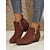 baratos Botas de tornozelo-botins femininos de couro sintético marrom com zíper lateral | confortáveis e estilosos para uso diário