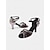 abordables Zapatos de baile latino-Zapatos de baile latino con diamantes de imitación negros para mujer, con correa en el tobillo y tacón medio, perfectos para bailes de salón, salsa y presentaciones en fiestas.