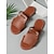 cheap Women&#039;s Sandals-Women&#039;s Brown Faux Leather Slide Sandals with Braided Strap and Open-Toe Design - Casual Summer Shoes for Beach and Everyday Wear