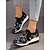 billige Sneakers til kvinner-slip-on joggesko med blomsterpaljett for kvinner - komfortable glitter fritidssko med kilesåle, perfekt for fotturer eller festklær