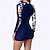 billiga One Pieces Rash Guards-Dam Rash-guards Baddräkt UV Solskydd UPF50+ Snabb tork Långärmad Elastan Kroppsdräkt Baddräkt Dragkedja fram Surfing Strand Vattensport Träning Simmning Blommig Tryckt Sommar