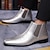 levne Boty Chelsea-pánské fialové lakované chelsea boots z umělé kůže s elastickým goringem – stylová ležérní i společenská obuv