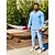 preiswerte Herren Basic Hemden Sets-Herren 2 Stück Hemden-Set Sommerhemd Passende Sets Strandhemd Knopfhemd Glatt Urlaub Casual Schwarz Weiß Marineblau Blau Langarm Kragen Frühling Sommer Bekleidung