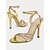 voordelige Nachtleven feest-Gouden, met strass versierde, open stiletto sandalen voor dames met bandjes - perfect voor bruiloften of avondevenementen