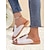 abordables Sandales Décontractées-sandales à enfiler en léopard pour femmes avec détails à pompons, chaussures décontractées en similicuir pour la plage d&#039;été et le quotidien