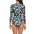 halpa One Pieces Rash Guards-Naisten Ihottumissuoja Uimapuku Kukat Painettu Etuvetoketju Nopea kuivuminen Kevyt Hengittävä Pitkähihainen Kokopuku Uimapuku Lainelautailu Hiekkaranta Vesiurheilu Kesä