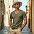 abordables Camisetas de Algodón y Lino-Hombre Camiseta Camisas que absorben la humedad Manga Corta Escote en Pico Verano Primavera Plano Retro Básico Casual Escote en V Cosecha Casual Calle Azul Piscina Negro Color Caquí Camiseta superior