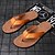 billige Kjole sandaler-brune flip flops i imitert skinn for menn - uformelle sommersandaler med åpen tå og komfortabel såle for strand- og hverdagsbruk