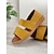voordelige Casual sandalen-dames gele open sandalen met dubbele bandjes en geweven zool – stijlvolle en comfortabele zomerschoenen voor casual uitjes