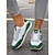 economico Sneakers da donna-sneakers da donna retrò verdi con lacci e dettagli in finta pelle scamosciata – scarpe casual leggere per l&#039;uso quotidiano e le attività all&#039;aperto