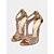 cheap Formal-Gold Glitter Stiletto Heels with Open Toe and T-Strap Design for Women - Ideal for Weddings and Summer Events