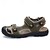 abordables sandalias de exterior-Sandalias de senderismo de piel sintética marrón para hombre: correas ajustables, diseño de punta cerrada, suela antideslizante, calzado exterior duradero para trekking de verano