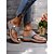 billiga Komfortsandaler-flip-flop sandaler i brunt konstläder med perforerad design och metallic accent för vardagskläder och sommarutflykter