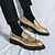 billige Semi-formel-mænds guldmetallic loafers med dobbelt spænde og chunky sål - stilfulde festsko til formelle og afslappede lejligheder