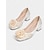 cheap Semi-Formal-White Glitter Pumps with Floral Appliqué – Elegant Women&#039;s Wedding Shoes
