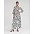 abordables robe décontractée imprimée-robe longue géométrique en satin à fleurs