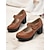 abordables Talons Plateforme-escarpins Mary Jane marron pour femmes avec bride velcro – chaussures à talons épais confortables pour un usage décontracté et quotidien