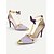 billige Stiletto hæler-stiletthæler med lavendel t-rem for kvinner med gullaksenter og sløyfedetaljer, elegante fest- og kveldssko for spesielle anledninger