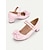 abordables Années 1950-Escarpins Mary Jane roses pour femmes avec bride à double boucle et détail nœud - jolies chaussures à talon bloc de style rétro pour les occasions décontractées et habillées