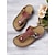 billiga Komfortsandaler-flip-flop sandaler i brunt konstläder med perforerad design och metallic accent för vardagskläder och sommarutflykter