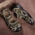 abordables sandalias de exterior-Sandalias de senderismo de piel sintética marrón para hombre: correas ajustables, diseño de punta cerrada, suela antideslizante, calzado exterior duradero para trekking de verano