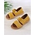 voordelige Casual sandalen-dames gele open sandalen met dubbele bandjes en geweven zool – stijlvolle en comfortabele zomerschoenen voor casual uitjes