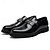 billige Semi-formel-mænds slip-on loafers i sort og guld med dekorativt spænde og brogue detaljer – stilfulde formelle sko til kontor og særlige lejligheder