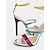 abordables Fête de la Vie Nocturne-talons aiguilles métalliques multicolores pour femmes – sandales à bout ouvert vibrantes pour les fêtes et les événements spéciaux