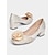 cheap Semi-Formal-White Glitter Pumps with Floral Appliqué – Elegant Women&#039;s Wedding Shoes