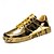 billige Afslappet-mænds guldmetallic sneakers med trykt sål - stilfulde fritidssko til fester, streetwear og dans