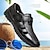 billiga Semester Sandaler-svarta sandaler i konstläder för män – andningsbar design med justerbar rem, bekväma sommarskor för vardags- och utomhusbruk