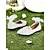 ieftine Casual-pantofi de mireasă din dantelă albă cu legături de panglică - pantofi de mireasă eleganți pentru femei, cu broderie florală